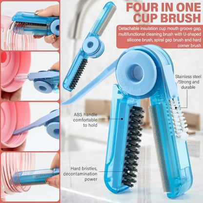 4pcs Silicone Bottle Brush Set,4 in 1 11" Silicone Brush,Nipple Brush,Straw Brush,Bottle Gap Cleaner Brush,for Milk Bottles,Sports Bottle,and Smaller Diameter Bottle Openings