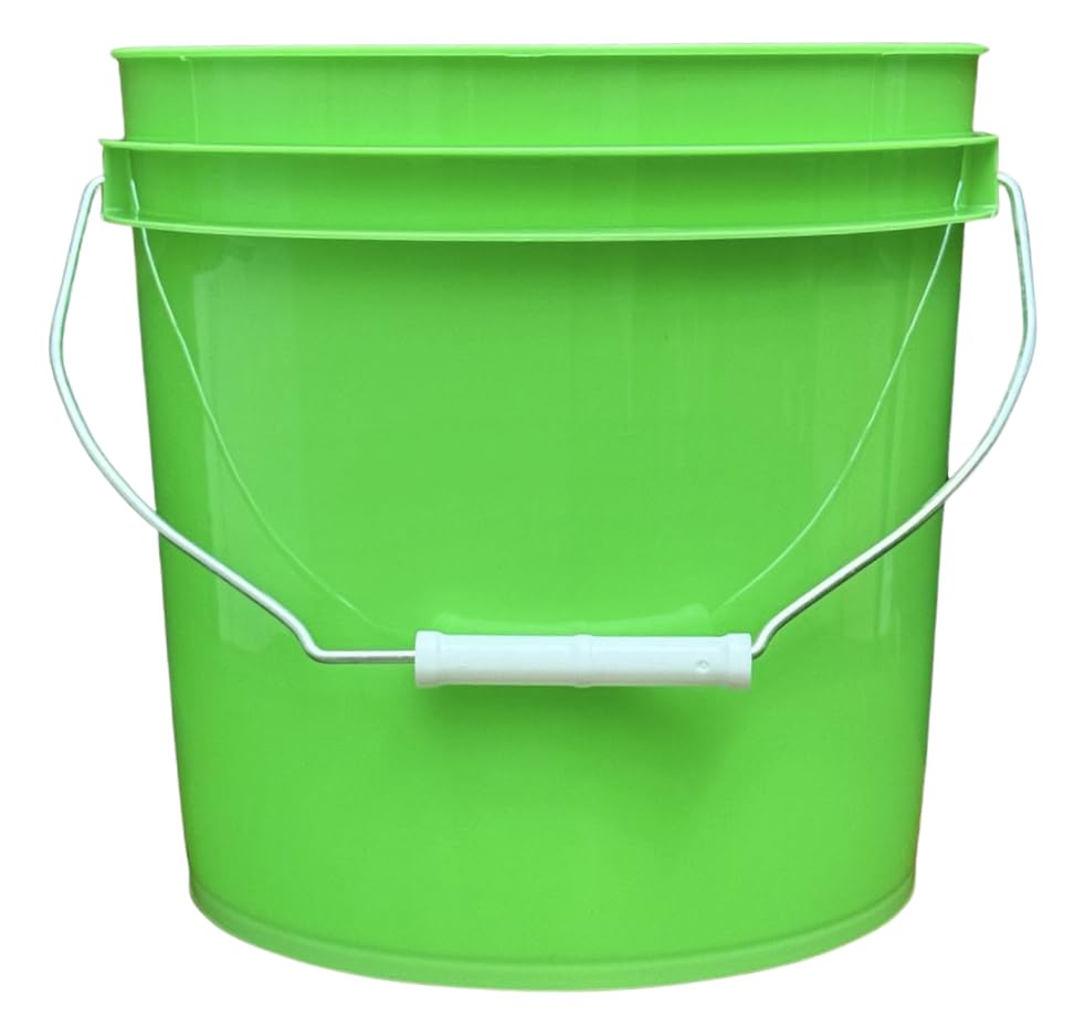 House Naturals 2 Gallon Food Grade - BPA Free Made in USA Buckets Lime Color pails with Screw On Gasket Lids (1, Lime - Blue lids) - color: Lime - Blue Lids