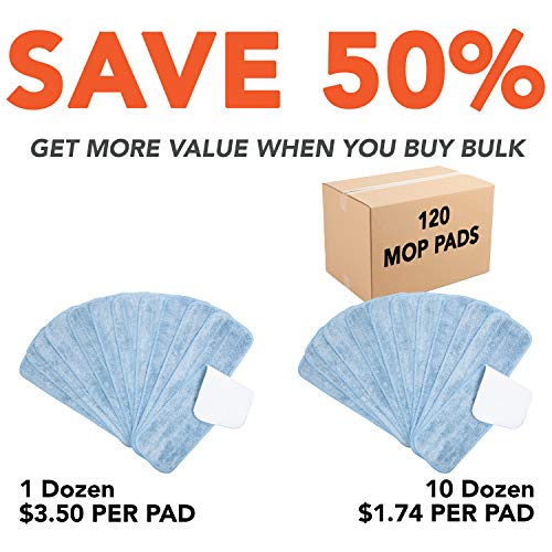 Arkwright Spray Mop Replacement Pads - (Pack of 12) Bulk Microfiber Flat Dry and Wet Refill Mop Pads Floor Cleaning, Compatible with Bona and Rubbermaid, Fits All Mop Heads, 18 in, Blue - color: Blue, size: 18 Inch (Pack of 12)