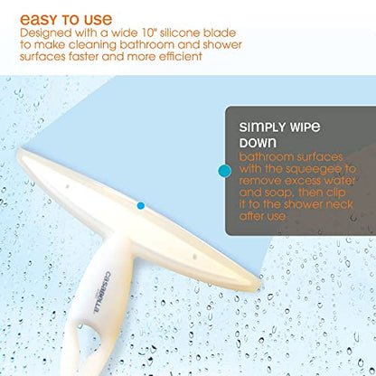 Casabella, White 44037 Clip on Silicone Squeegee, 10-1/8" x 1-1/4" x 6-3/4" h
