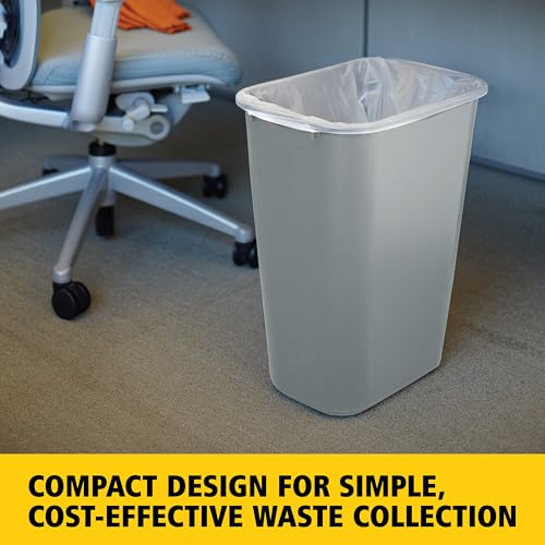 Rubbermaid Commercial Products Deskside Wastebasket/Trash Can, 10.25-Gallon/41-Quart, Gray, Plastic, Garbage Can for Home/Office, Fits Under Desk/Sink/Cabinet - color: Gray, size: 10.25 Gallons
