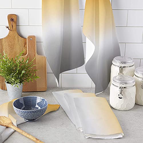 Yellow Grey Kitchen Towels,Yellow Grey Ombre 16x28 Inches Soft Kitchen Dish Cloth,Cotton Tea Towels/Bar Towels/Hand Towels,(3 Pack) - color: Ombrezag6466, size: 3PCS