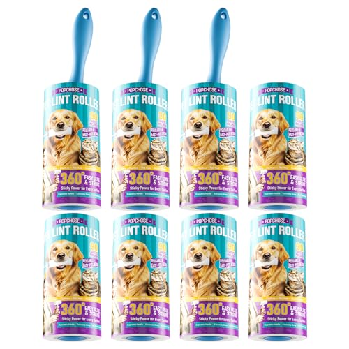 POPCHOSE Lint Rollers for Pet Hair Extra Sticky, 720 Sheet Extra Sticky Lint Rollers for Pet Hair,3 Handles & 8 Sticky Rolls,Dog Cat Hair Remover for Clothes,Furniture,Couch,Lint Roller for Clothes - size: 720 Sheets