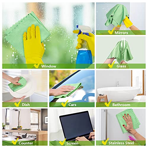 HOMEXCEL Microfiber Glass Cleaning Cloths-6PK, 16"x14" Lint Free Window Cleaning Cloth, Glasses, Mirrors, Screens, Stainless Steel, Premium Magic Cleaning Cloth for Glass and Window Cleaner - color: Multicolor