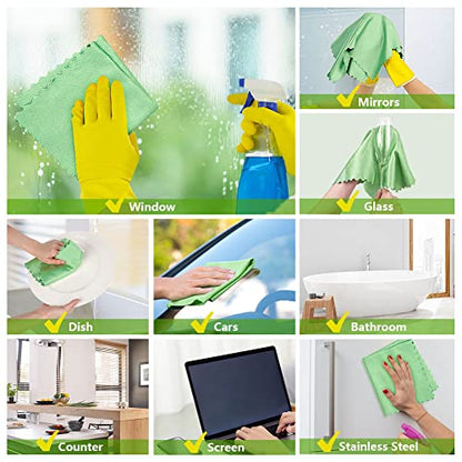 HOMEXCEL Microfiber Glass Cleaning Cloths-6PK, 16"x14" Lint Free Window Cleaning Cloth, Glasses, Mirrors, Screens, Stainless Steel, Premium Magic Cleaning Cloth for Glass and Window Cleaner - color: Multicolor
