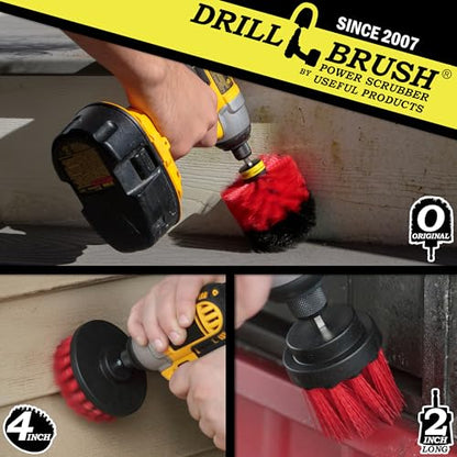 Drill Brush – Drill Brush Power Scrubber - Drill Brush Attachment for Cleaning - Power Scrubber Drill Brush - Nylon Drill Brush - Grout Drill Brush - Drill Scrubber Attachment - Drill Brush Set - color: Red