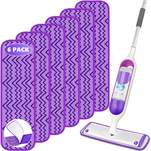 6 Pack Reusable Mop Pads Compatible with Swiffer PowerMop - Enspoway Microfiber Washable Mopping Pad Refills for 13" 14" 15" Mop Multi-Surface Wood Floor Cleaning - Purple - color: Purple, size: 6PCS