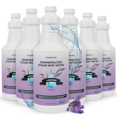 Steam & Go Demineralized Water for Steam Mop – Lavender Scent, 32 oz (Pack of 6) | Scented Floor Cleaner Solution, Ready-to-Use, Compatible with Any Steam Cleaner - size: 32 Fl Oz (Pack of 6)
