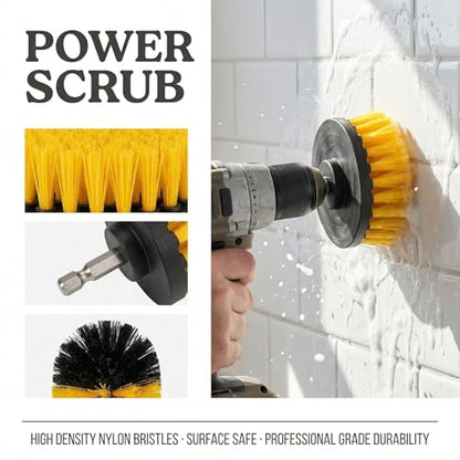 Drill Brush Attachment Set, 5 Pack Power Scrubber Cleaning Brush Kit with Extension Rod for Bathroom, Tub, Tile, Grout, Kitchen, Floor and Wheel Rims (Yellow) - color: Yellow