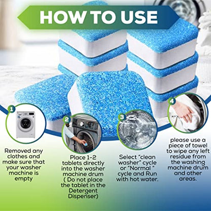 True Fresh 15-Pack Washing Machine Cleaner Tablets (12-Month Supply) & 2-in-1 Toilet Brush & Plunger Set - Ultimate Deep Cleaning for a Fresh, Sparkling Home