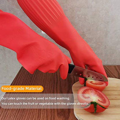 ThxToms Rubber Dishwashing Cleaning Gloves (2-Pair) - Fleece Lined, Reusable, Waterproof with Extra-Long Cuff & Anti-Slip Design for Household & Kitchen Use - Small - size: Small (Pack of 4)