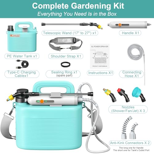 Battery Powered Garden Sprayer 1.8 Gallon, Lightweight Electric Weed Sprayer with Telescopic Wand & Adjustable Nozzles, Portable Yard Sprayer for Plant Watering, Lawn Care, Fertilizing,Gardening - size: 1.8 Gallon