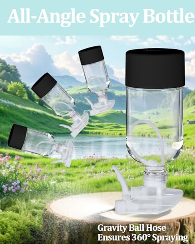 2 Pack 360° Glass Spray Bottles with Silicone Sleeve, 16 oz Empty Refillable Containers with Adjustable Spray Nozzles, Spray Bottles for Hair, Cleaning Solutions and Plants Black - color: Black