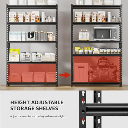 36.12"W: Father&I 5-Shelf-Storage-Rack Industrial Metal+Wood Garage/Kitchen Shelves Steel Utility Stand Shelving Unit Adjustable Heavy-Duty Shed/Closet/Pantry Organizer 72"h*36.12W*16d, Black - size: 72*36*16 Wood-5T