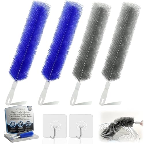 Bendable Microfiber Head, 2026 New Reusable Dust Remover, Fan Brush Cleaner Washable Ldeal, Multi Purpose Dust Removal Brush for Electric Fans Air Conditioning, Home Car Vents, Curtain (4pcs) - color: 4pcs