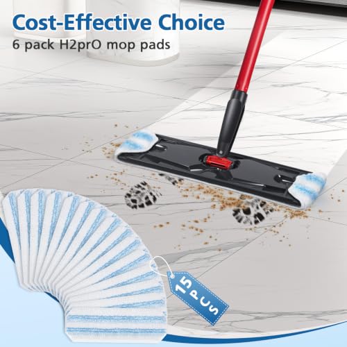 15 Pack H2prO Mop Pads Compatible with O Ceda H2PrO Flat Mop System, 100% Microfiber Mop Head Replacements, Washable and Reusable for H2prO Mop Refills, White - color: White-15 Pack