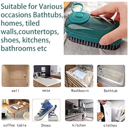 Brush with Soap Dispenser, Good Srubber Cleaner for Dish Sink Pan Pot Washing and Cleaning, Bathroom, Kitchen, Soft Laundry Clothes and Shoes Scrubbing Brush(Green) (Green) - color: Green
