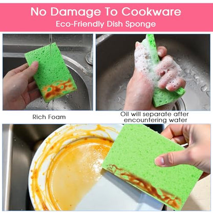 100pcs Kitchen Sponges Bulk Natural Sponges for Dishes Reusable Dish Sponge Scrub Compressed Wood Pulp Sponge Non-Scratch Cleaning Spongefor Kids DIY Kitchen Bathroom Household