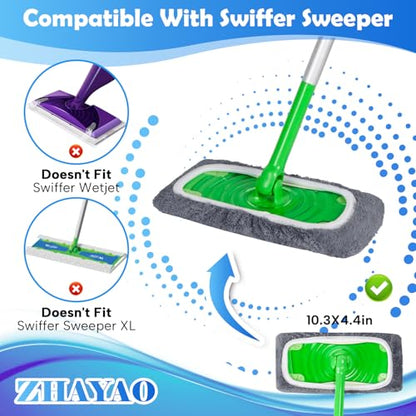 6 Pcs Reusable Microfiber Mop Pads Compatible with Swiffer Sweeper, Dry Sweeping Cloths & Wet Mopping Cloths, Washable Pads for Surface/Hardwood Floor Cleaning (Mop is Not Included) - color: A-grey 6 Pack