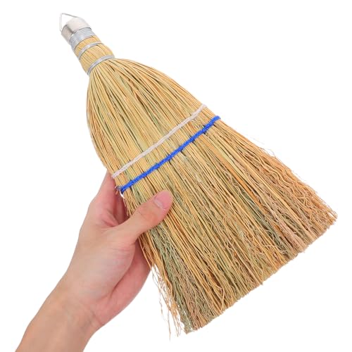 IMIKEYA Heavy Duty Outdoor Whisk Broom with Hanging Loop, Straw Cleaning Brush for Courtyard and Garage Sweeping, Portable Handheld Patio Sweeper for Leaves and Debris Removal