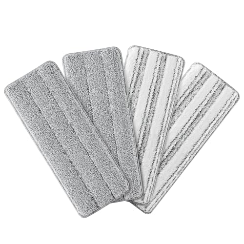 Microfiber Mop Pads, Reusable Mop Pads for Wood Floor, Compatible with JOYMOOP Mop and Bucket Set, Wet Pads Refill - 4 Pack - color: 4 Pcs 13" - 2 Grey + 2 Stripe