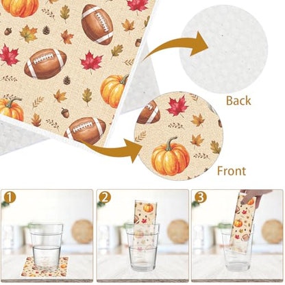 Fall Football Swedish Dishcloths for Kitchen, 6 Pack Tis the Season Reusable Cellulose Sponge Paper Towels Washable, Absorbent Fast Drying Swedish Dish Cloth for Home Cleaning - style: Fall Football