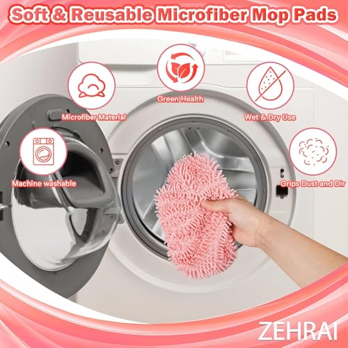 6Pcs Reusable Microfiber Mop Pads Compatible with Swiffer Sweeper, Wet and Dry Flat mop Cover, Replacement Sweeping Mopping pad Refills for Surface/Hardwood Floor Cleaning - color: Pick