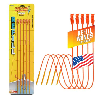 FlexiSnake Drain Weasel Refill - Sink Snake Hair Clog Remover Tool, Sink, Pipe, Bathroom, Bathtub Drain Cleaner, 18-inch Long Flexible Disposable Wands, Made in The USA, 5 Pack - style: 5 Pack