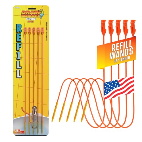 FlexiSnake Drain Weasel Refill - Sink Snake Hair Clog Remover Tool, Sink, Pipe, Bathroom, Bathtub Drain Cleaner, 18-inch Long Flexible Disposable Wands, Made in The USA, 5 Pack - style: 5 Pack