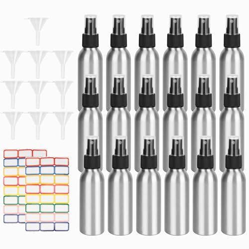 20 Pack Aluminum Spray Bottles 4 oz Small Refillable Spray Bottles Bulk Fine Mist Empty Sprays Bottle for Travel, Essential Oils, Sliver - color: Silver