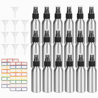 20 Pack Aluminum Spray Bottles 4 oz Small Refillable Spray Bottles Bulk Fine Mist Empty Sprays Bottle for Travel, Essential Oils, Sliver - color: Silver