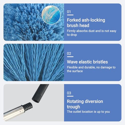 12Ft Cobweb Duster with Extension Pole, Spider Web Brush with Pole Extended Brush for Outdoor Indoor Cleaning