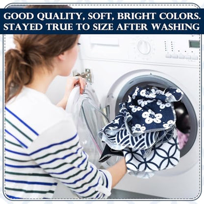 36 Pack Japanese Reusable Cleaning Cloths Washable Cotton Kitchen Towels for Home (Blue) - color: Blue, style: Asian