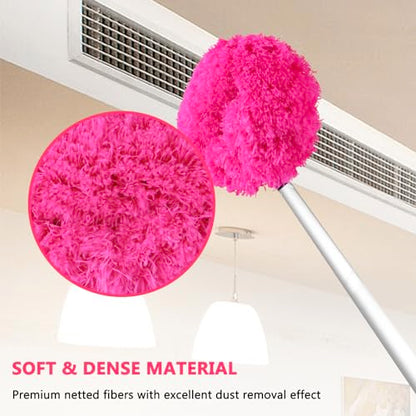 Ceiling Fan Cleaner Duster Reusable Microfiber Ceiling Fan Blade Cleaner Removable Duster with Extension Pole Adjusts 13 to 49.7 Inch for Cleaning Walls Bookshelves Furniture Door Window Top (Rosy) - color: Rosy