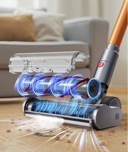 Cordless Vacuum Cleaner, 650W 55KPA 70Mins Cordless Stick Vacuum Cleaner with Self-Standing, Touch Screen, Anti-tangle Vacuum Cordless, Vacuum Cleaners for Home,Carpets,Hardwood,Pet Hair(X7A Pro)