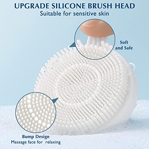 COSLUS Facial Cleansing Brush Silicone Face Scrubber: 7 in 1 FBS-D Electric Exfoliating Rotating Massage Device Waterproof Deep Cleaning Exfoliation Spa Machine - Electronic Skin Care Wash System - color: Light Blue, size: With 7 brush heads