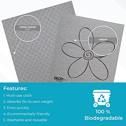 Skoy Cloth, 8-Pack Versatile Swedish Dishcloths for Kitchen and Household Use, Reusable Cleaning Cloths, Planet-Friendly, Dishwasher and Dryer-Safe, Gray - color: Gray, size: 8-Pack