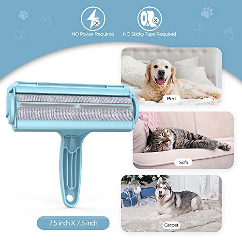 DELOMO Pet Hair Removal Tool, Pet Hair Remover - Lint Roller for Pet Hair - Cat and Dog Hair Remover for Couch, Furniture, Carpet, Car Seat, Reusable Lint Roller with Fur Bin, Pet Owner Essential - color: B: Blue（exclusive Color）