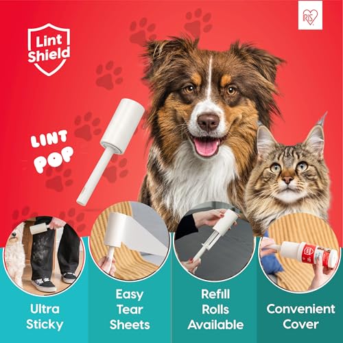 IRIS USA Extra Sticky Lint Roller, Standard Pack Comes with Storage Box and Refills, 90 Sheets/Roll, 720 Sheets Total, Easy Tear Lint Remover for Dog Cat Pet Hair On Clothes, Couch, Bed, Floor - size: Standard Pack