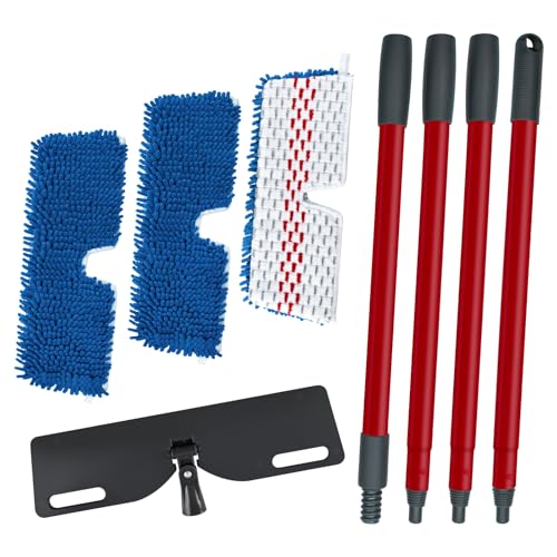 Microfiber Mops for Floor Cleaning, Flat Mop for Wet & Dry Use, Dust Mop for Hardwood Floors with 3 Reusable Pads for O Cedar Hardwood Floor 'N More 3-Action Mop and Extendable 58" Long Handle