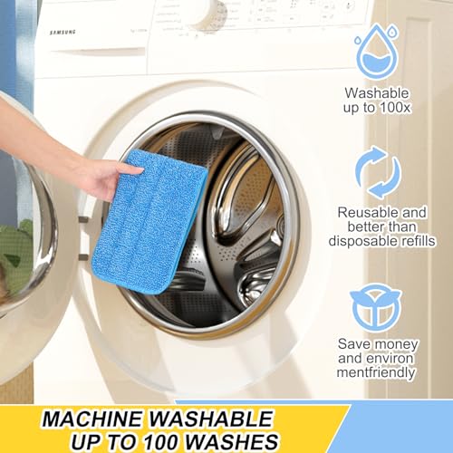 16.5 Inch Reusable Mop Pads Microfiber Spray Mop Replacement Heads for Wet/Dry Mops Compatible with Bona Floor Care System (6 Pack) - color: Blue