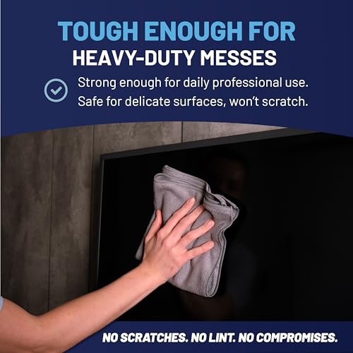 MW Pro Microfiber Cleaning Cloth | Black Gray Blue | 12 Pack | 16” x 16” | All Purpose Microfiber Towels - Clean, Dust, Polish, Scrub, Absorbent - color: Black, Gray, Blue
