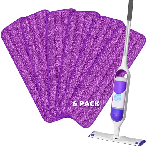 HOMTOYOU Reusable Mop Pads for Swiffer PowerMop: 6 Pack Microfiber Refills | Machine Washable, Multi-Surface Floor Cleaning, Replacement Sweeping Cloths, Fit for 13 ''-15 '' Spray Mop, Purple - color: Purple