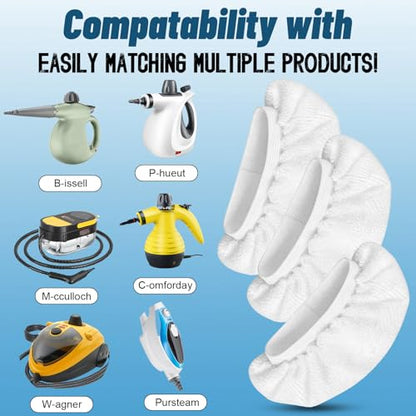 Universal Microfiber Cloths for Steam Cleaner Attachments, Reusable Washable Handheld Steam Cleaner Pads, Steamer for Cleaning Accessories Compatible with Bissell, Phueut, Wagner, Comforday, McCulloc