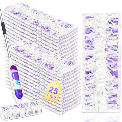 25 Pack Disposable Mop Pads for PowerMop Multi-Surface Floor Mop, Mopping Pad Refills for Floor Cleaning - size: 25*Purple
