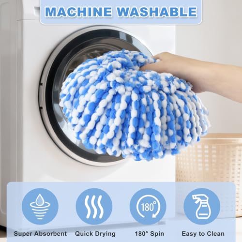 Mop Heads Replacements for O Cedar,Mop Replace Head for Ocedar Rinseclean 2 Tank,Microfiber Mop Refills,Include 3 Spin Mop Replacement Head 1 Scrub Brush 1 Mop Base Machine Washable & Easy to Replace - color: Blue