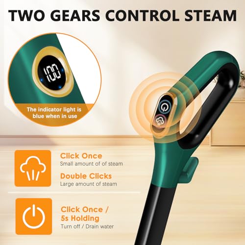 KEROMEE Steam Mop With 2 Washable Pads for Multi-floor Cleaning, High Temperature Steamer Cleaner for Sealed Hard Floors, Hardwood, Tile, Laminate