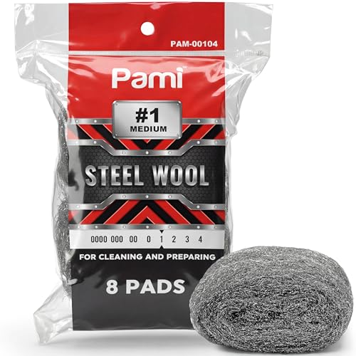 PAMI Pack of 8 Stainless Steel Fiber Sponge Scrubbers - Reusable Non-Scratch Steel Wool Pads (#0000 Oooo to #4) for Kitchen & Bathroom Cleaning - style: #1 - Medium