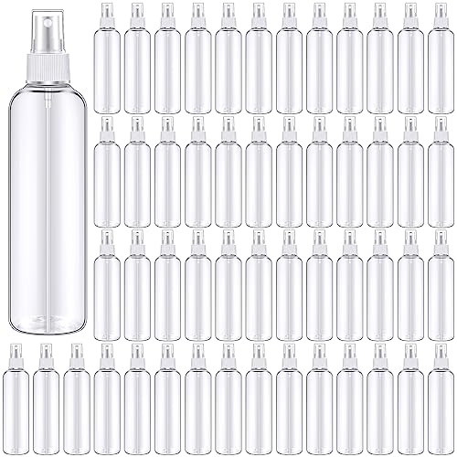 Eccliy 64 Pcs 8 oz Spray Bottles Fine Mist Cleaning Bottles Clear Empty Plastic Travel Sprayer Refillable Sprayer with Cap for Cleaning Solutions Oils Travel Perfumes(White) - color: White