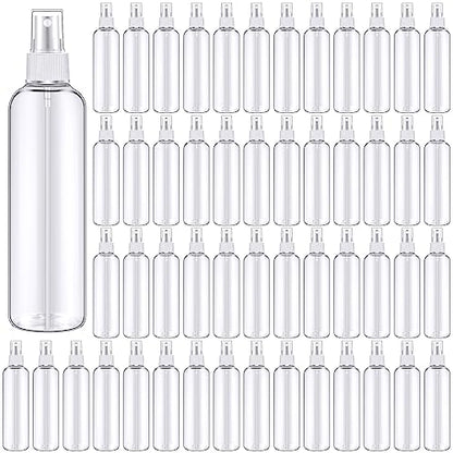 Eccliy 64 Pcs 8 oz Spray Bottles Fine Mist Cleaning Bottles Clear Empty Plastic Travel Sprayer Refillable Sprayer with Cap for Cleaning Solutions Oils Travel Perfumes(White) - color: White